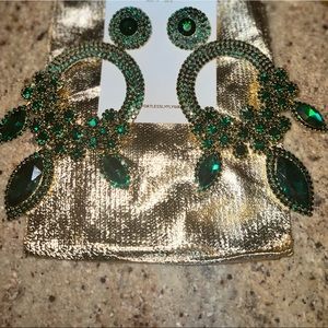 Green & Gold Dangling Earrings .